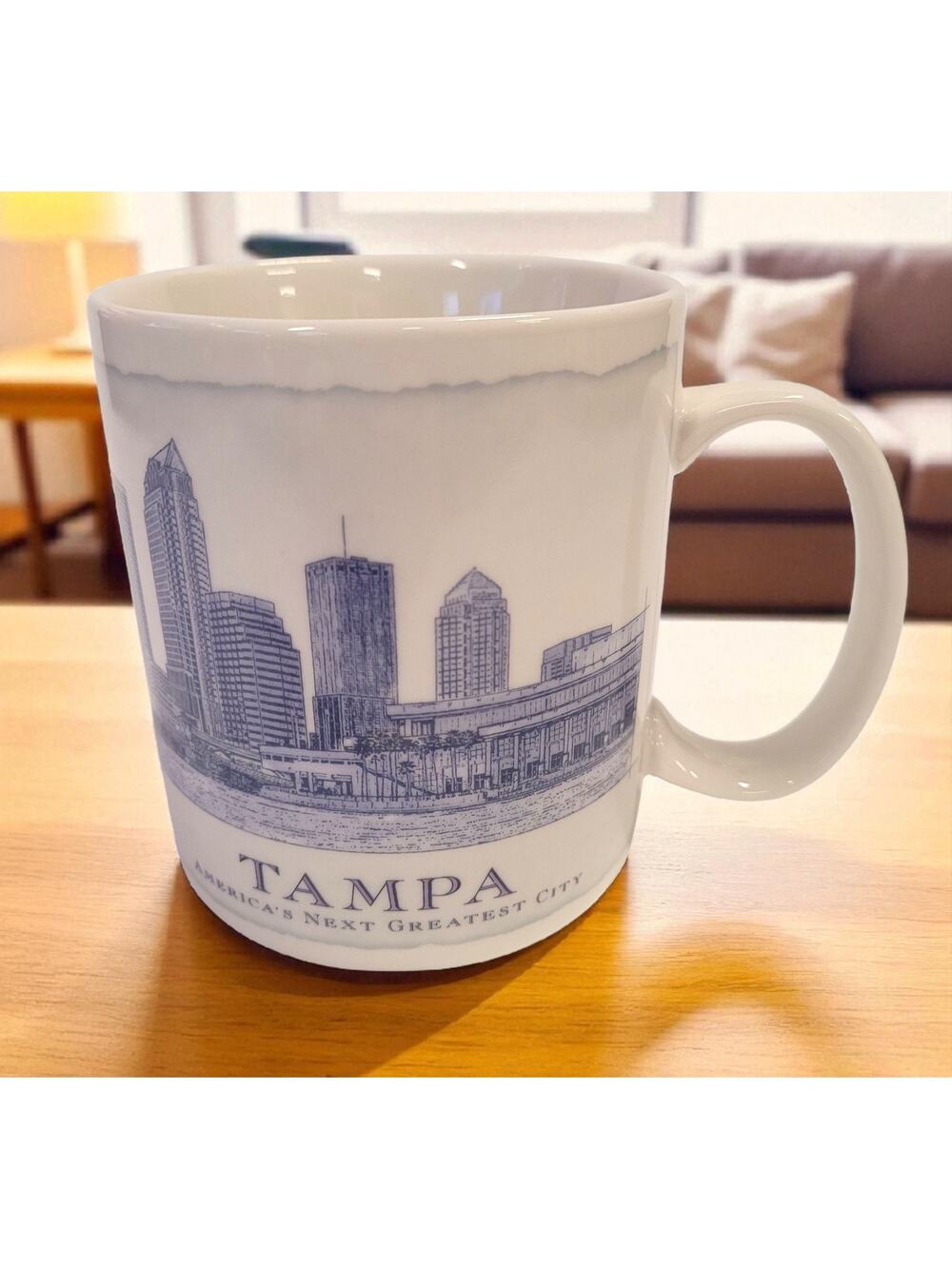 Starbucks Tampa Mug 2008 Architect Series Coffee Tea 18oz Blue White Ceramic